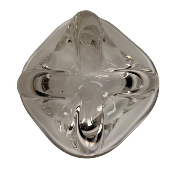 Vintage MCM Swedish Style Crystal Candy Dish Bowl Classic Cross Foot Design - Picture 7 of 12